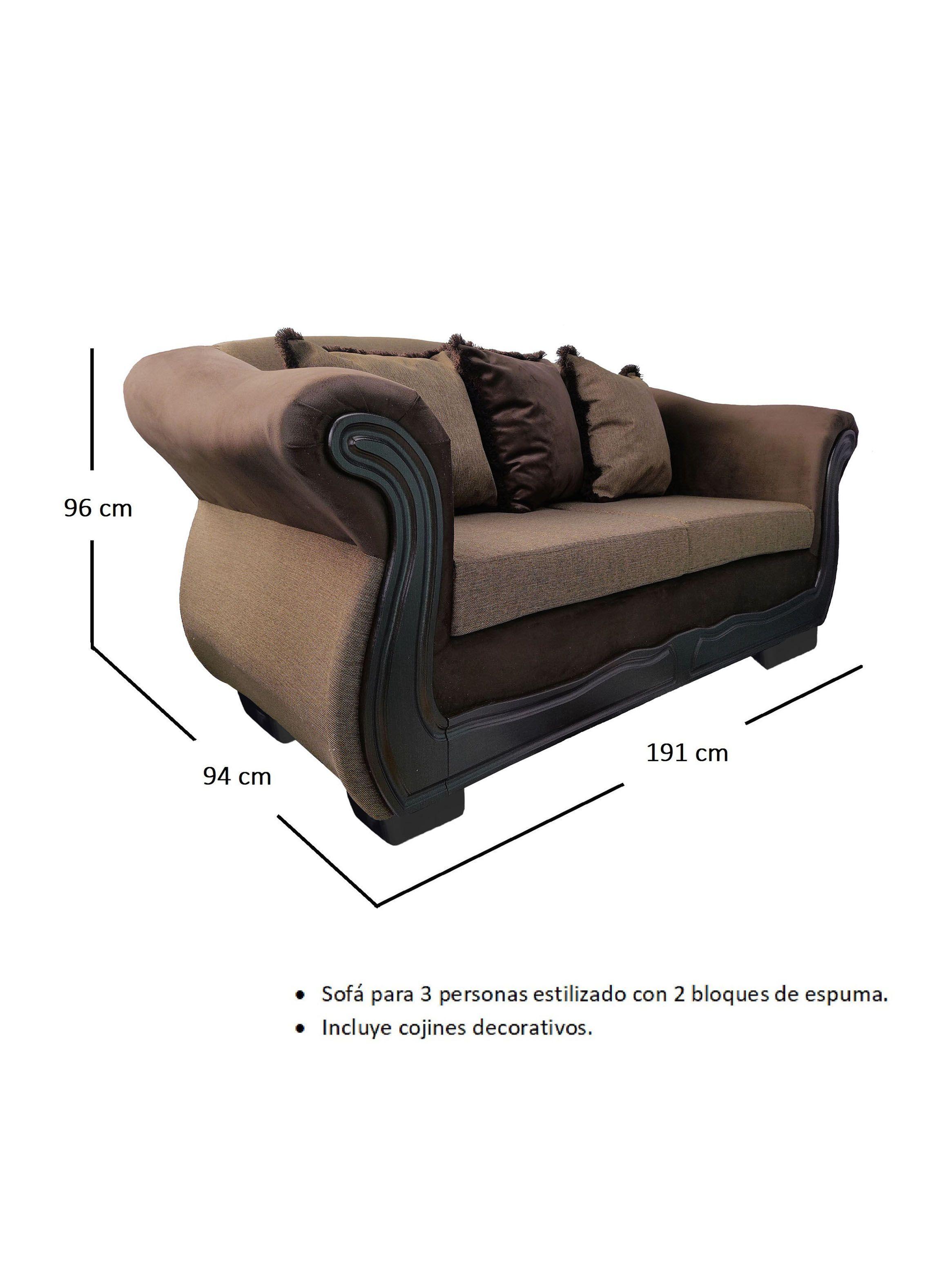 Sofá Con Resorte Estructural 3 Cuerpos Grand Búfalo Lino Rústico Beige-2