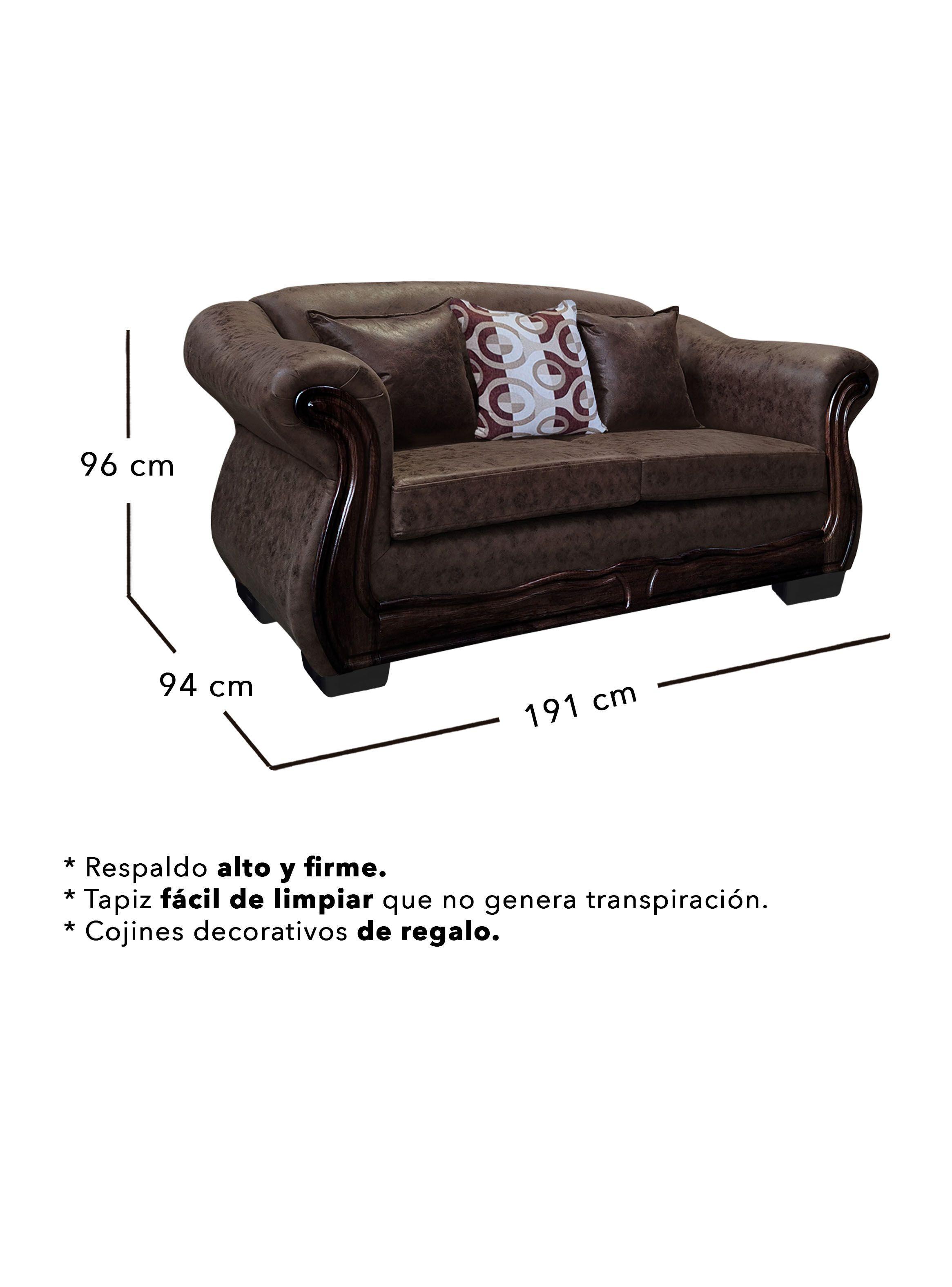 Sofá Con Resorte Estructural 3 Cuerpos Búfalo Envejecido-2