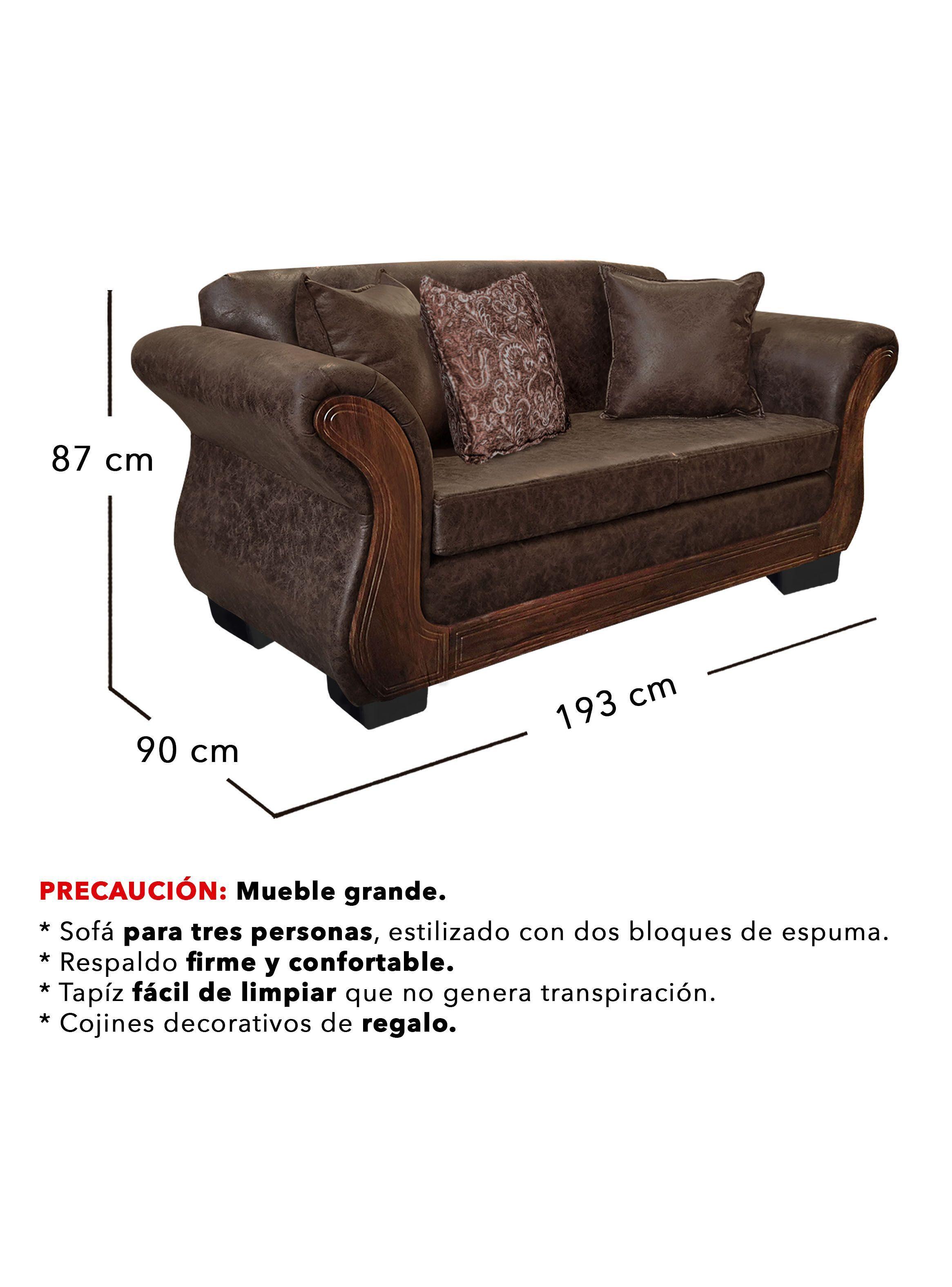 Sofá Con Resorte Estructural 3 Cuerpos Finis Envejecido X-2