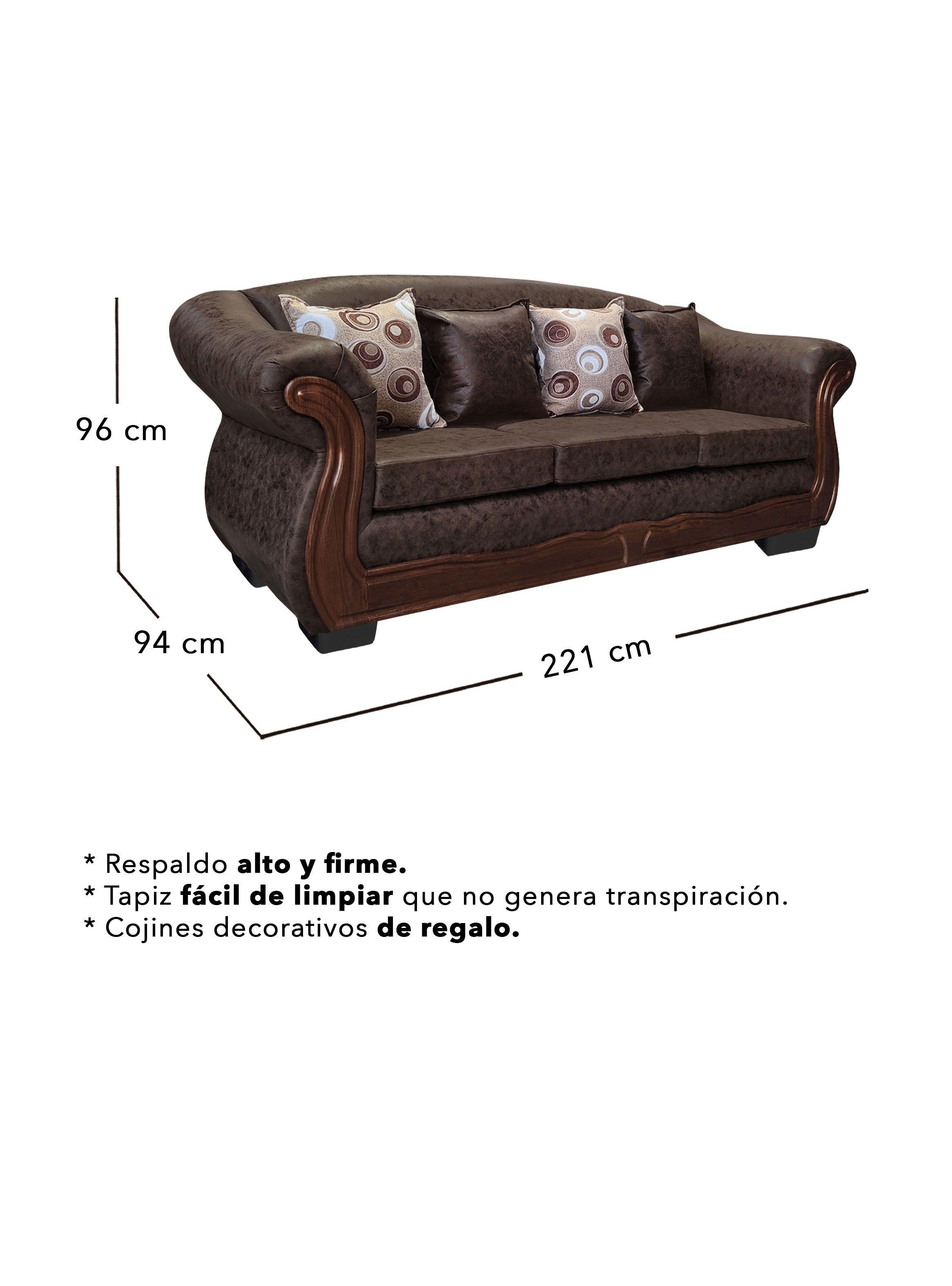 Sofá Con Resorte Estructural 4 Personas Búfalo Envejecido X-2