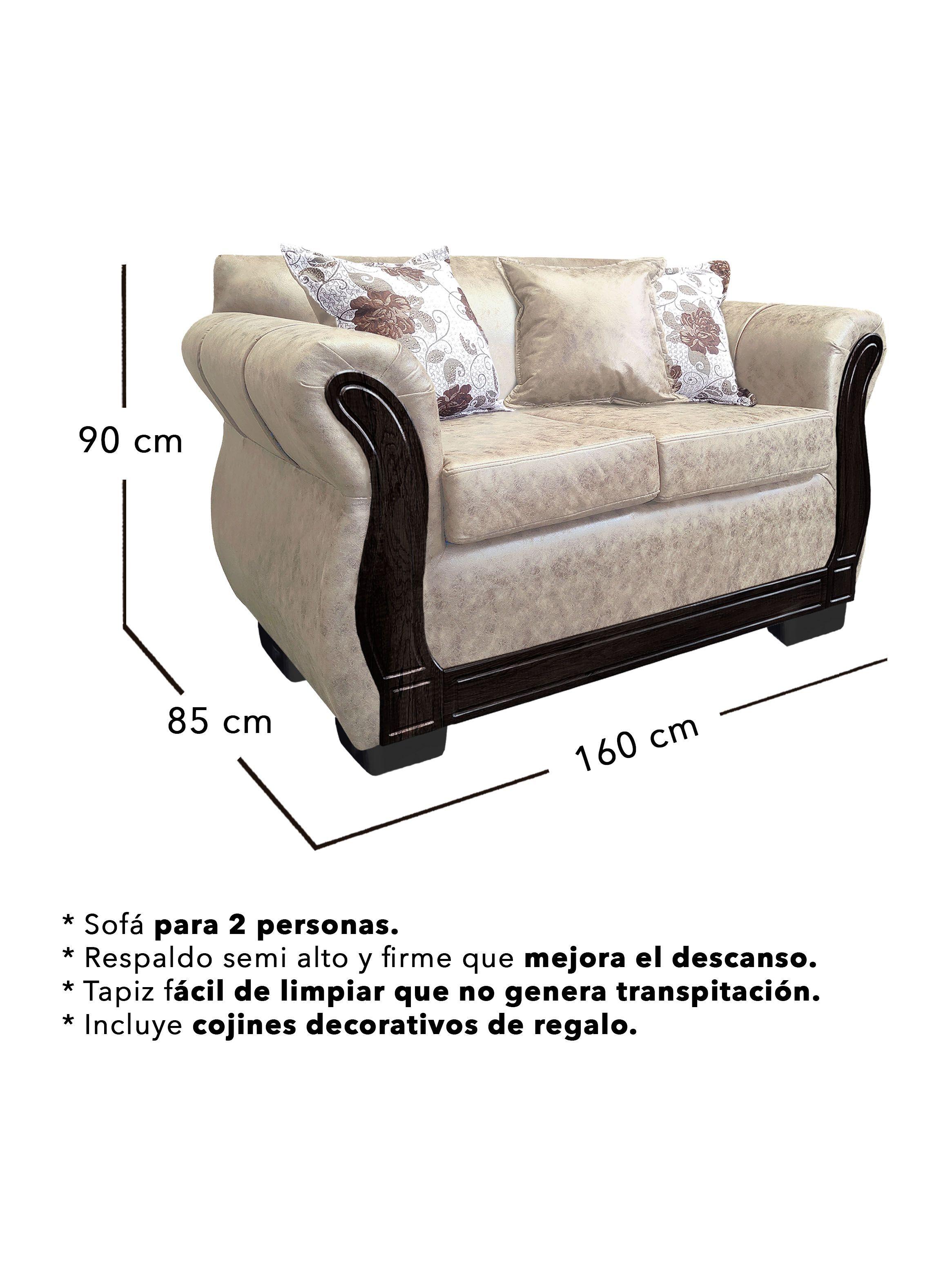 Sofá Con Resorte Estructural 2 Cuerpos Lisbon Envejecido  -2