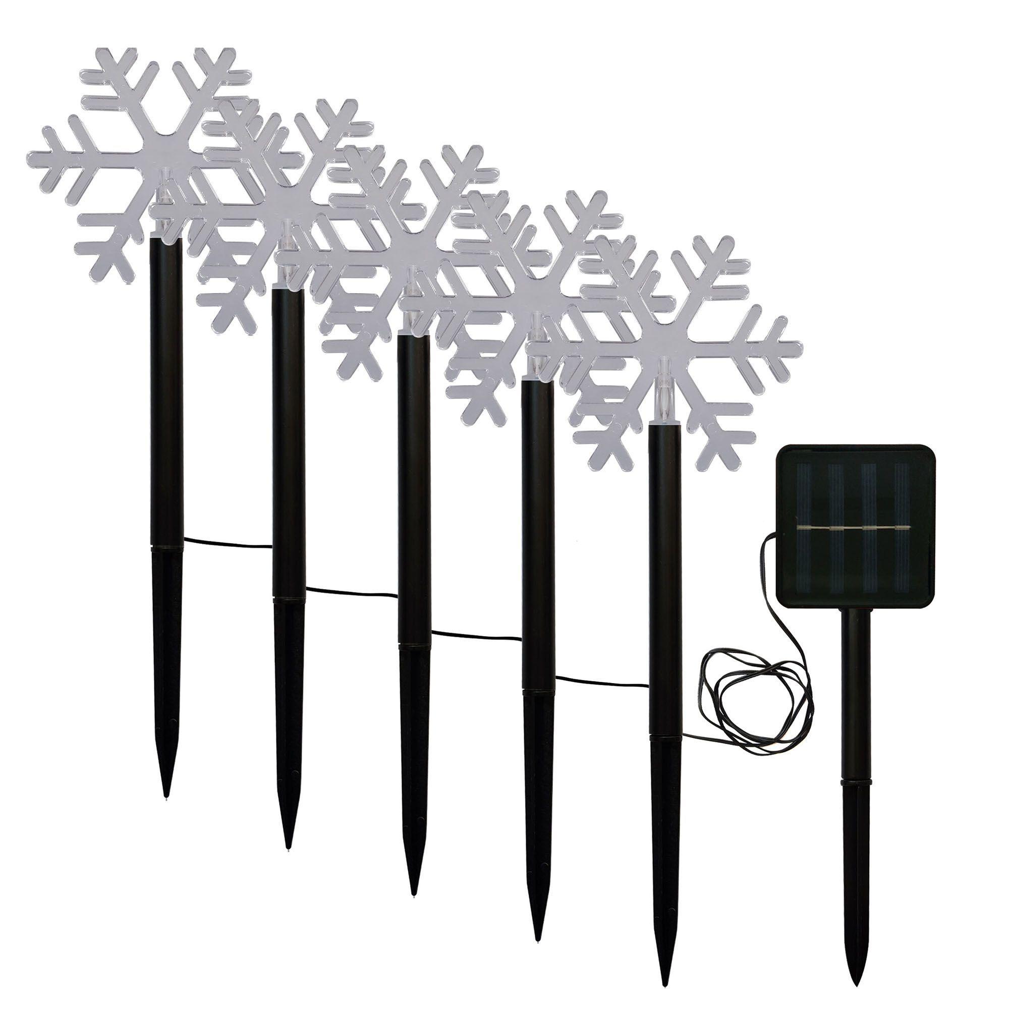 Estaca Solar Copo de Nieve de Navidad Jardín Pack 5-2