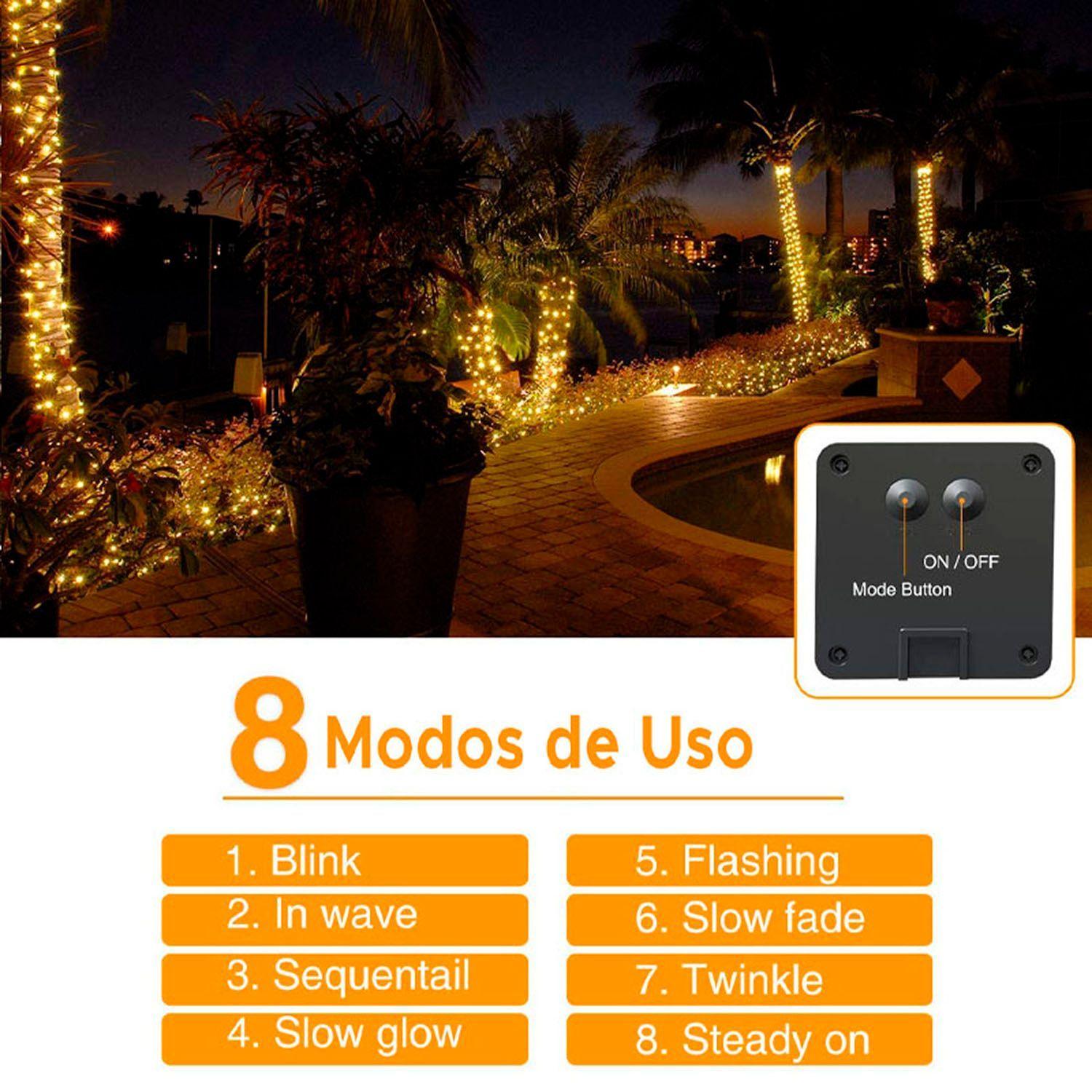Guirnalda de Luces Led Solar Tipo Hada de 20 Mts - Luz Calida-2