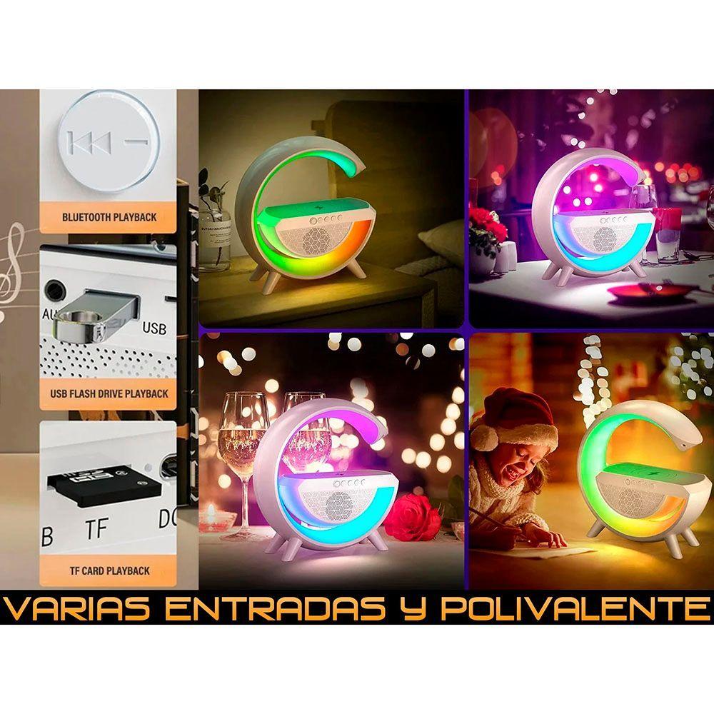 Parlante Bluetooth con Cargador Inalámbrico, Radio FM y Lámpara Rgb-3