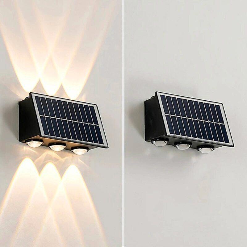 Aplique Solar Muro Exterior Diseño Moderno Luz Cálida 6 Leds-2