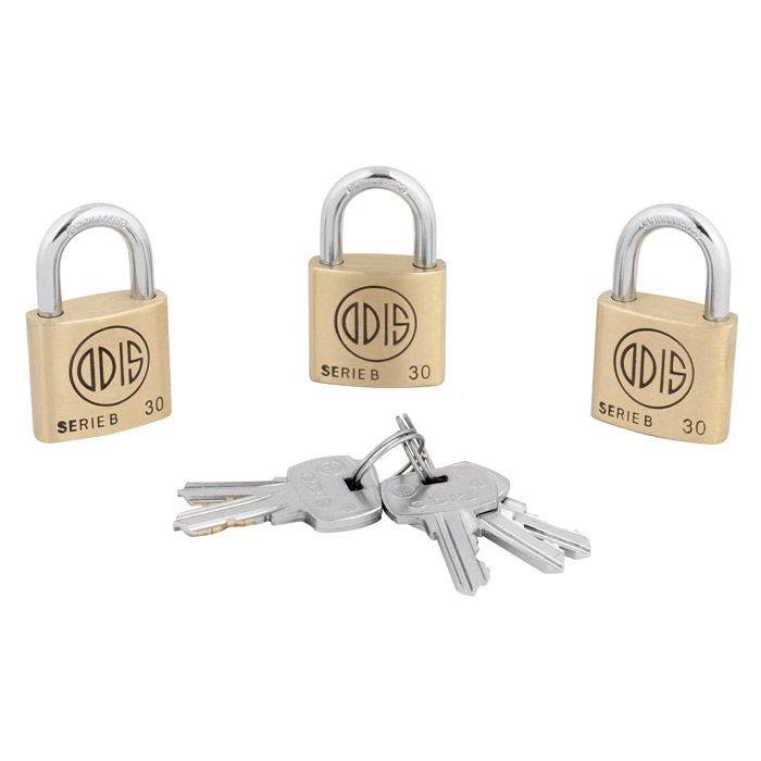 Pack 3 Candados Odis B30 30mm - Llaves Iguales-2