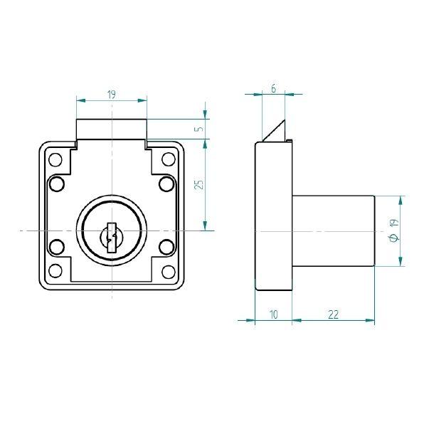 Cerradura Muebles Odis Cajones 2239-1922 Plata-1