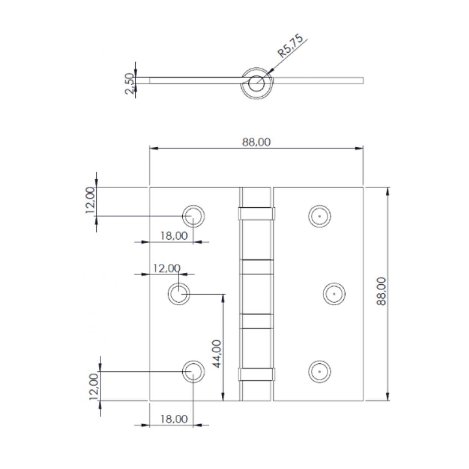 Pack 3 Bisagras Acero Odis 3,5”x3,5”x2,5mm Canto Recto Negro-4