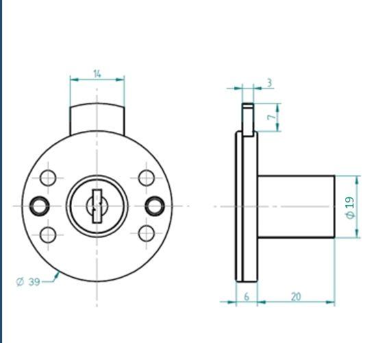 Cerradura Muebles Para Cajón 2230-1920-3