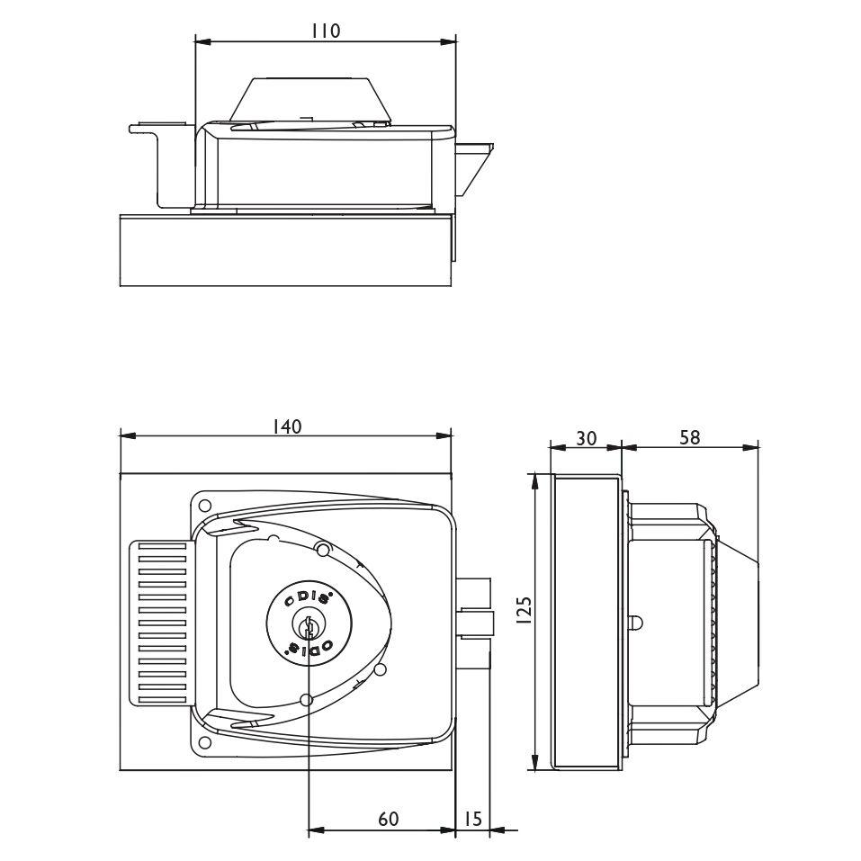 Cerradura Sobreponer Eléctrica Odis 783 con Caja Metálica-2