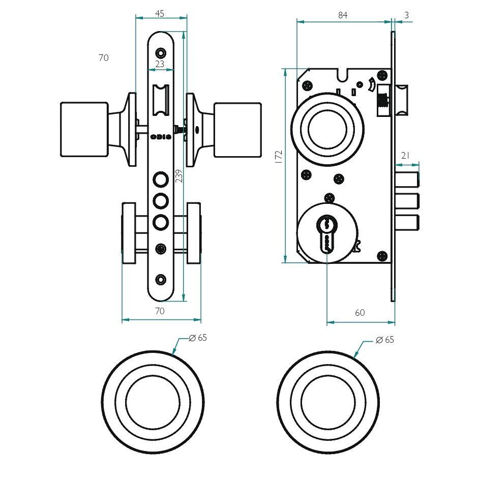 Cerradura Embutir Odis 205 Acceso - Plata-2