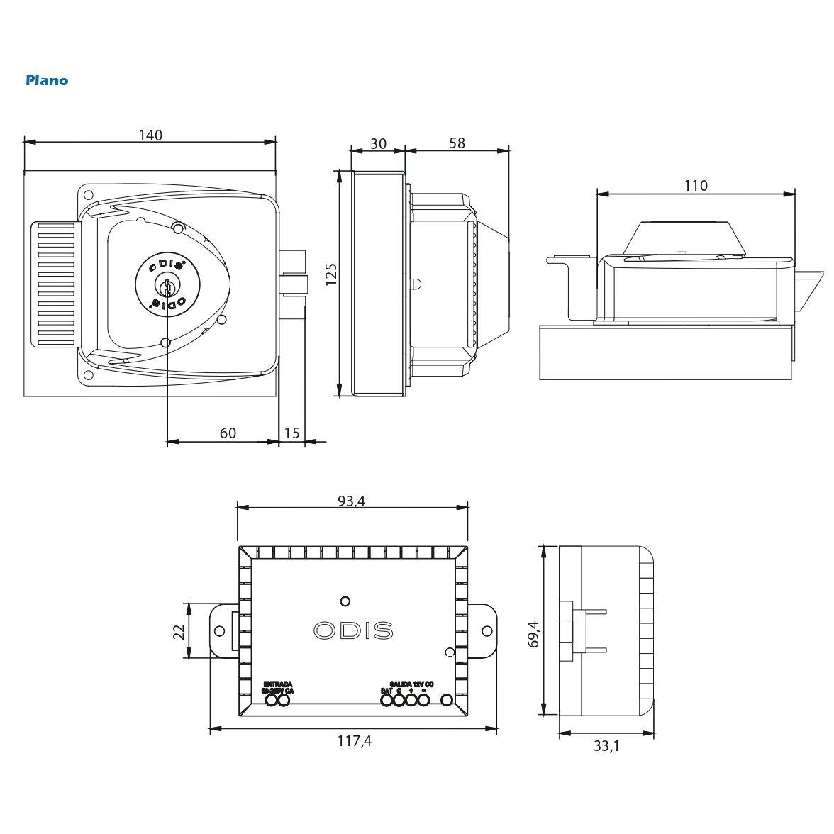 Kit Odis Eléctrico Cerradura Eléctrica 783+Transformador+2 Ctr-8