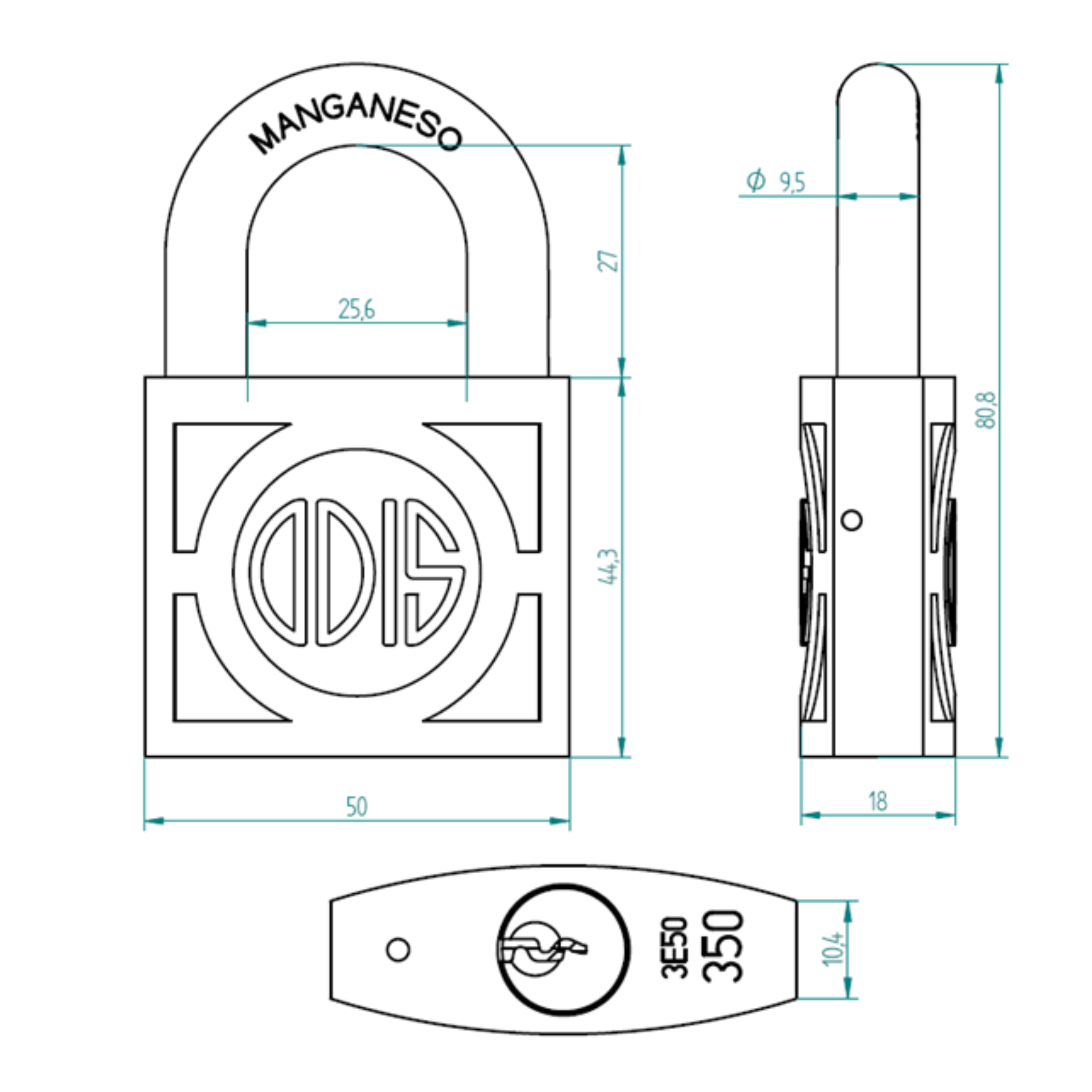 Candado Odis 350 50mm - Bronce Forjado-2