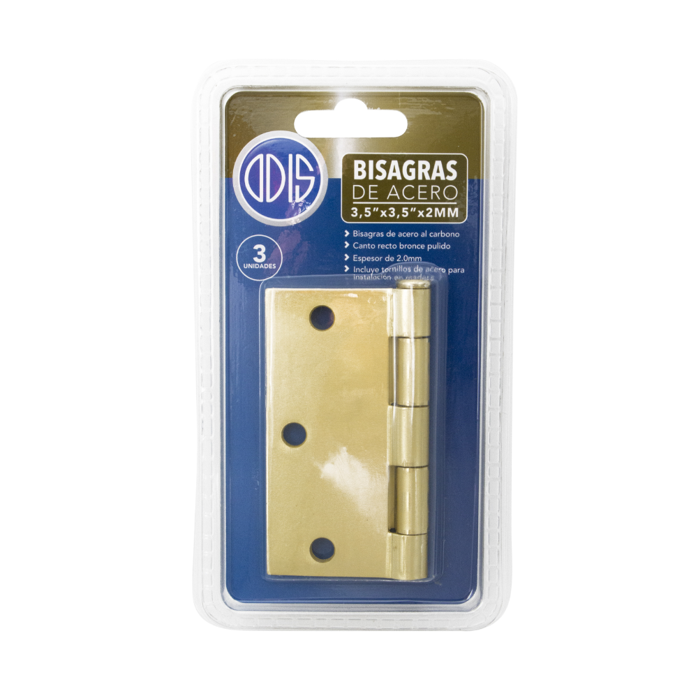 Pack 3 Bisagra Acero Odis 3,5” x 3,5”x 2,0mm - Bronce-4