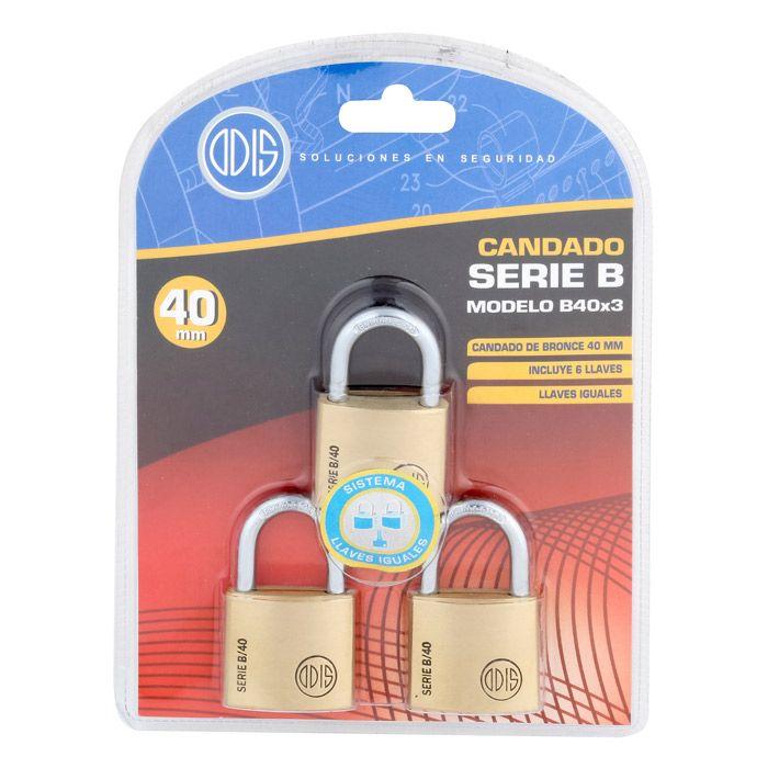 Pack 3 Candados Odis B40 40mm - Llaves Iguales-4