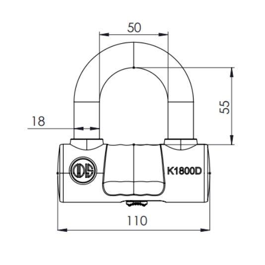 Candado Bicicleta U Lock Odis K1800D Con Cadena 10mm X 1,1 M Llave Disco-2