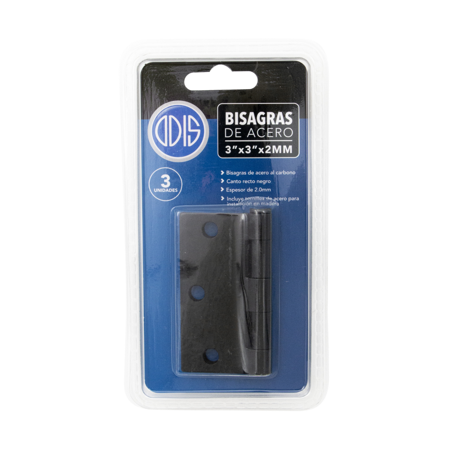 Pack 3 Bisagras Acero Odis 3” x 3” x 2,0mm - Negro-5