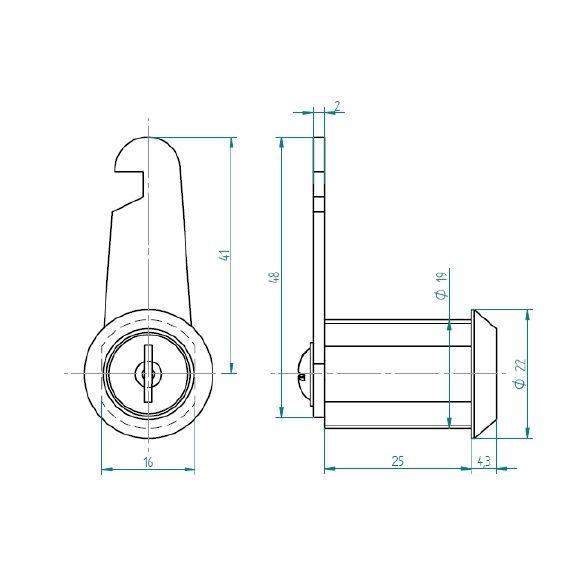 Cerradura Muebles Odis Puerta 2102-1925 Plata-3