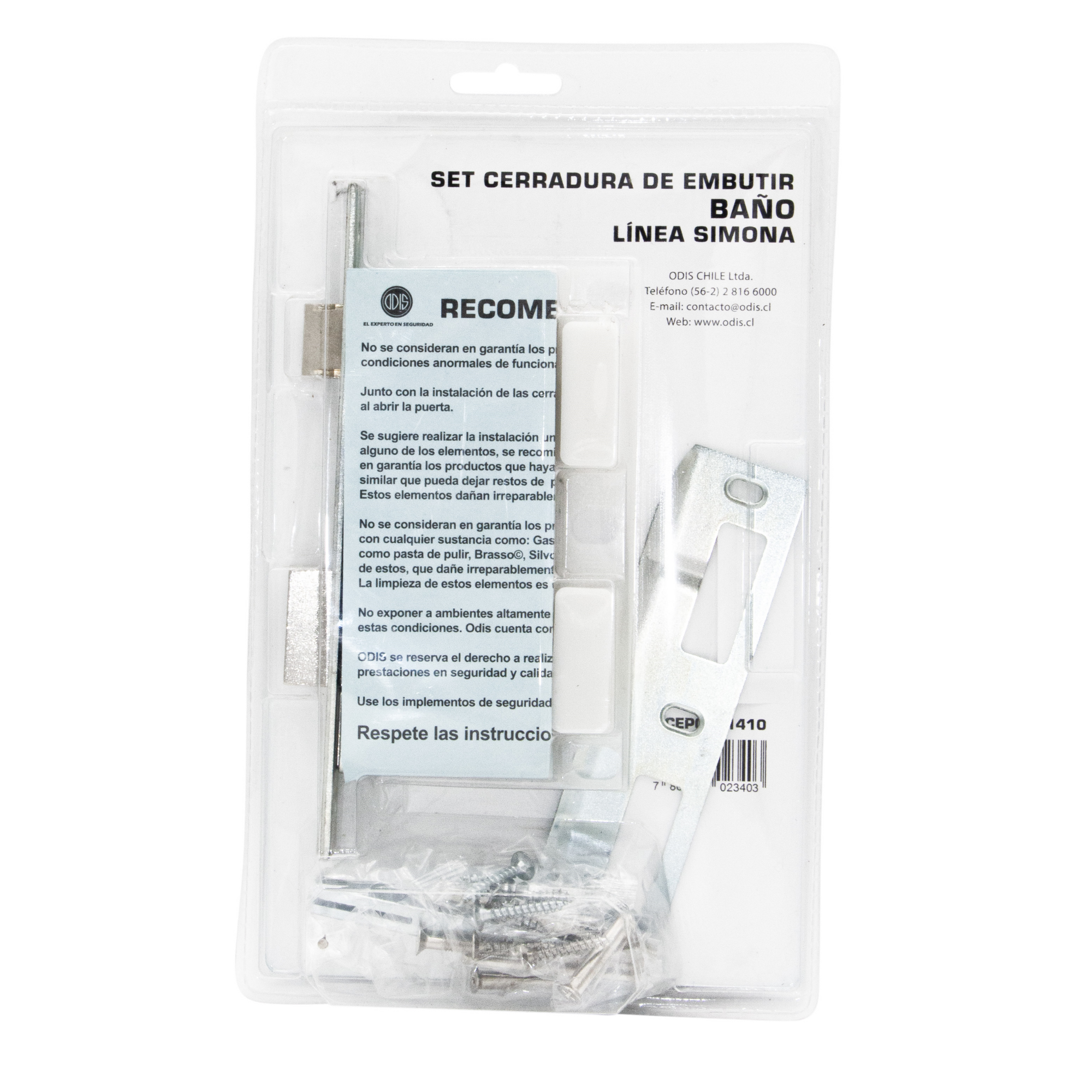 Cerradura Embutir Odis Simona 7040 Baño - Plata-3