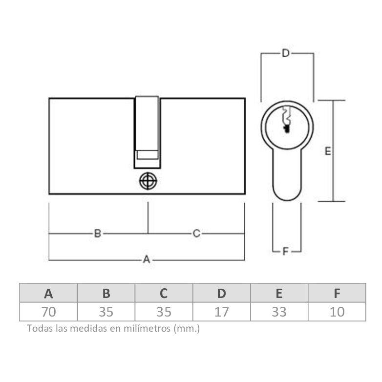 Cilindro Odis Llave-Seguro 70mm Largo (35-35)-4