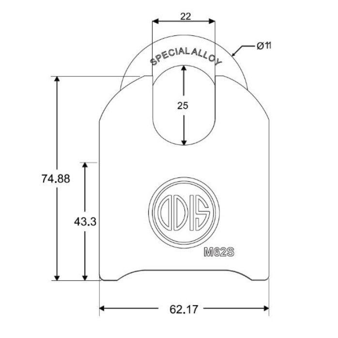 Candado Odis M62SC 62mm Combinación Hombros - Negro-2