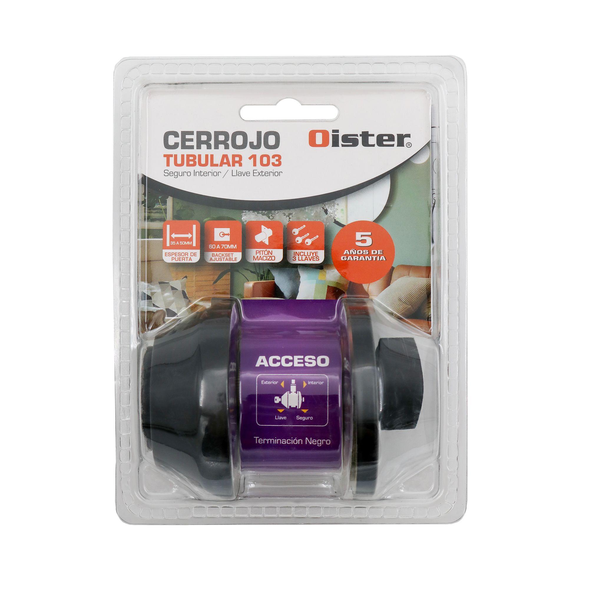 Cerrojo Tubular Oister 103 Llave-Seguro - Negro-5