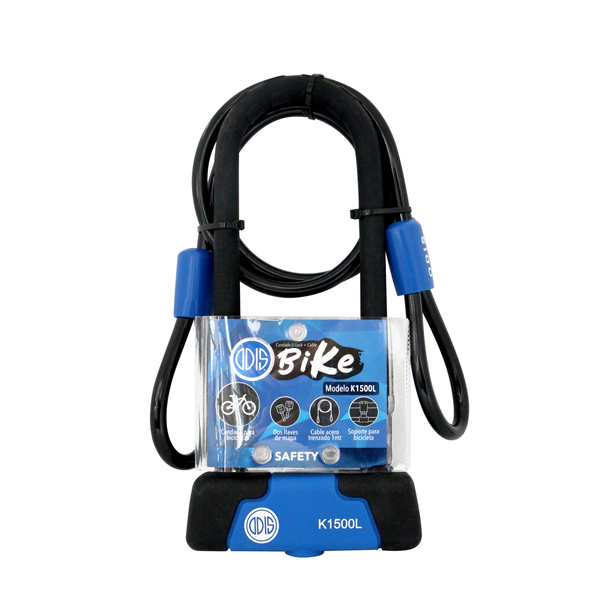 Pack Odis Bike: Candado Bicicleta U Lock K1500L + Cable 10mx1,2m-3