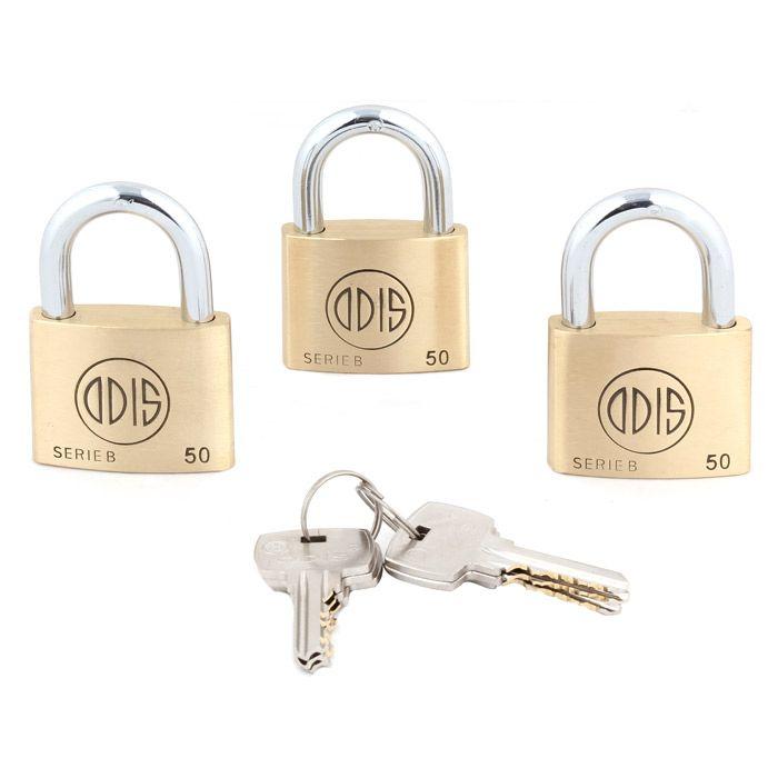 Pack 3 Candados Odis B50 50mm - Llaves Iguales-2