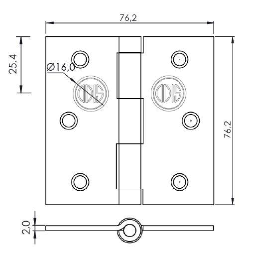Pack 3 Bisagras Acero Odis 3”×3”× 2,0mm - Plata-3