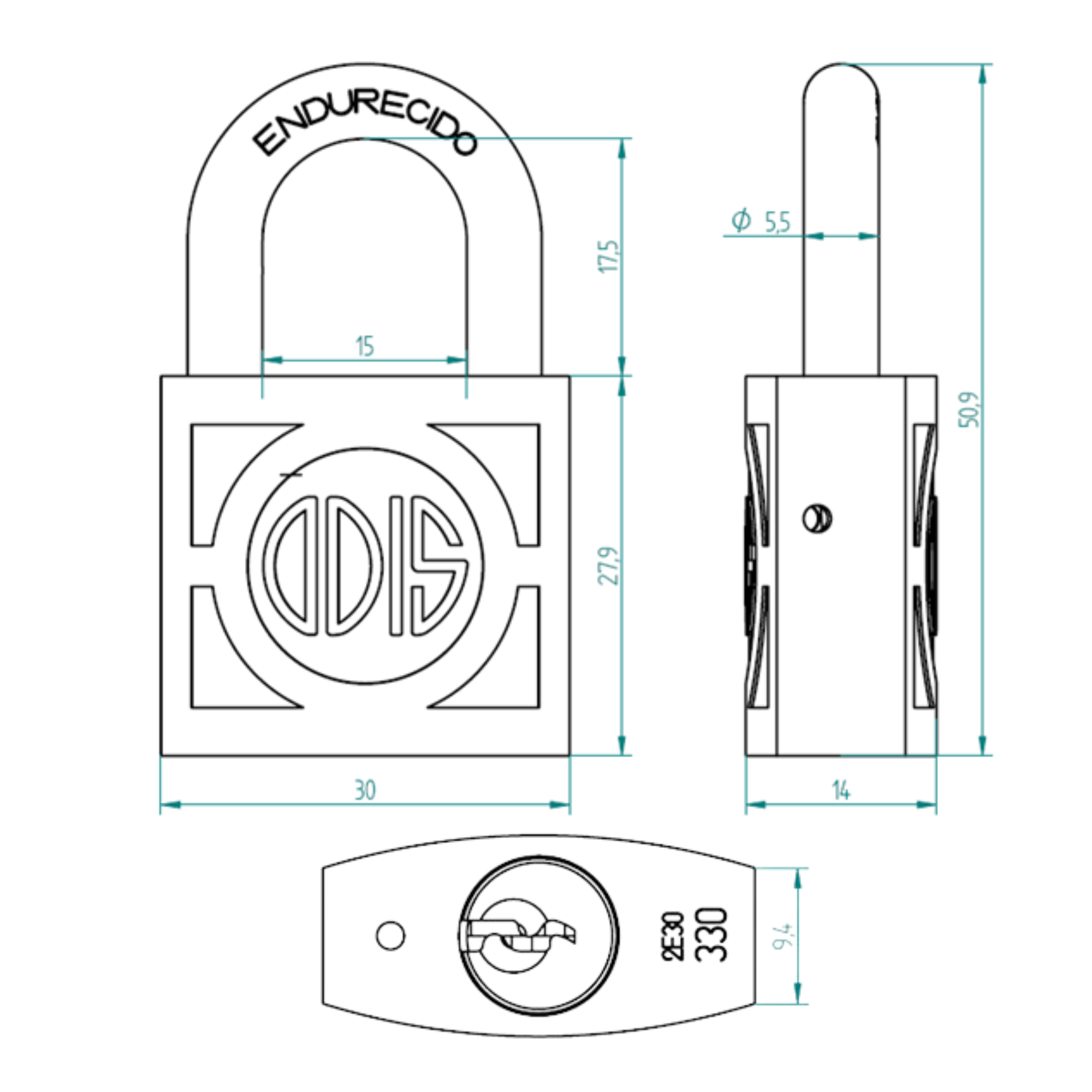 Candado Odis 330 30mm - Bronce Forjado-3