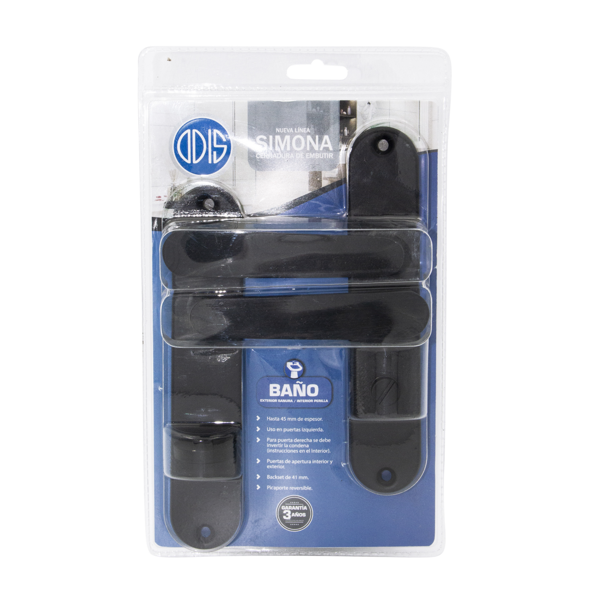 Cerradura Embutir Odis Simona 7040 Baño - Negro-5
