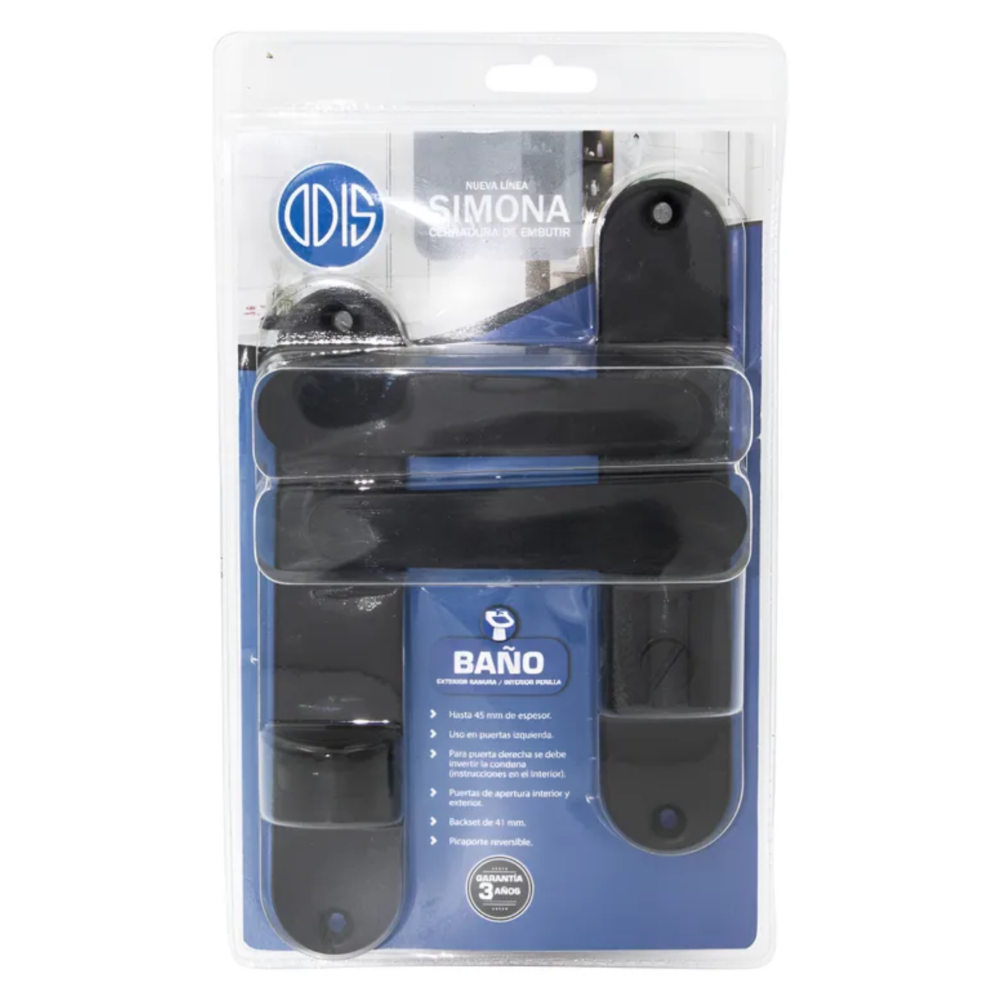 Cerradura Embutir Odis Simona 7040 Baño - Negro-5