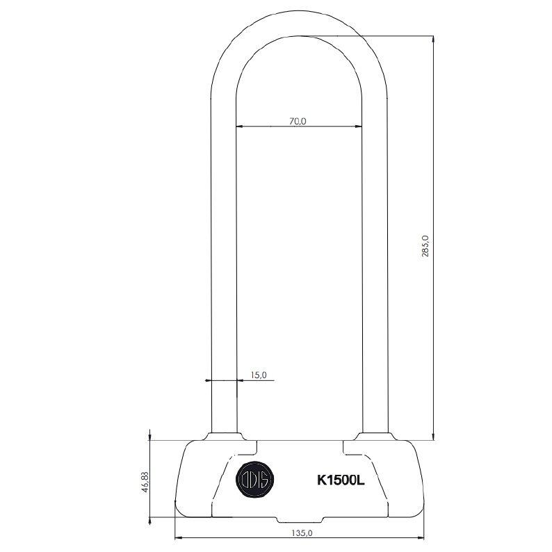 Candado Bicicleta U Lock Odis K1500L 15x285mm Negro Azul Llave Mapa-2