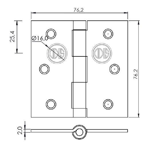 Pack 3 Bisagras Acero Odis 3” X 3”X 2,0mm Bronce Pulido-2