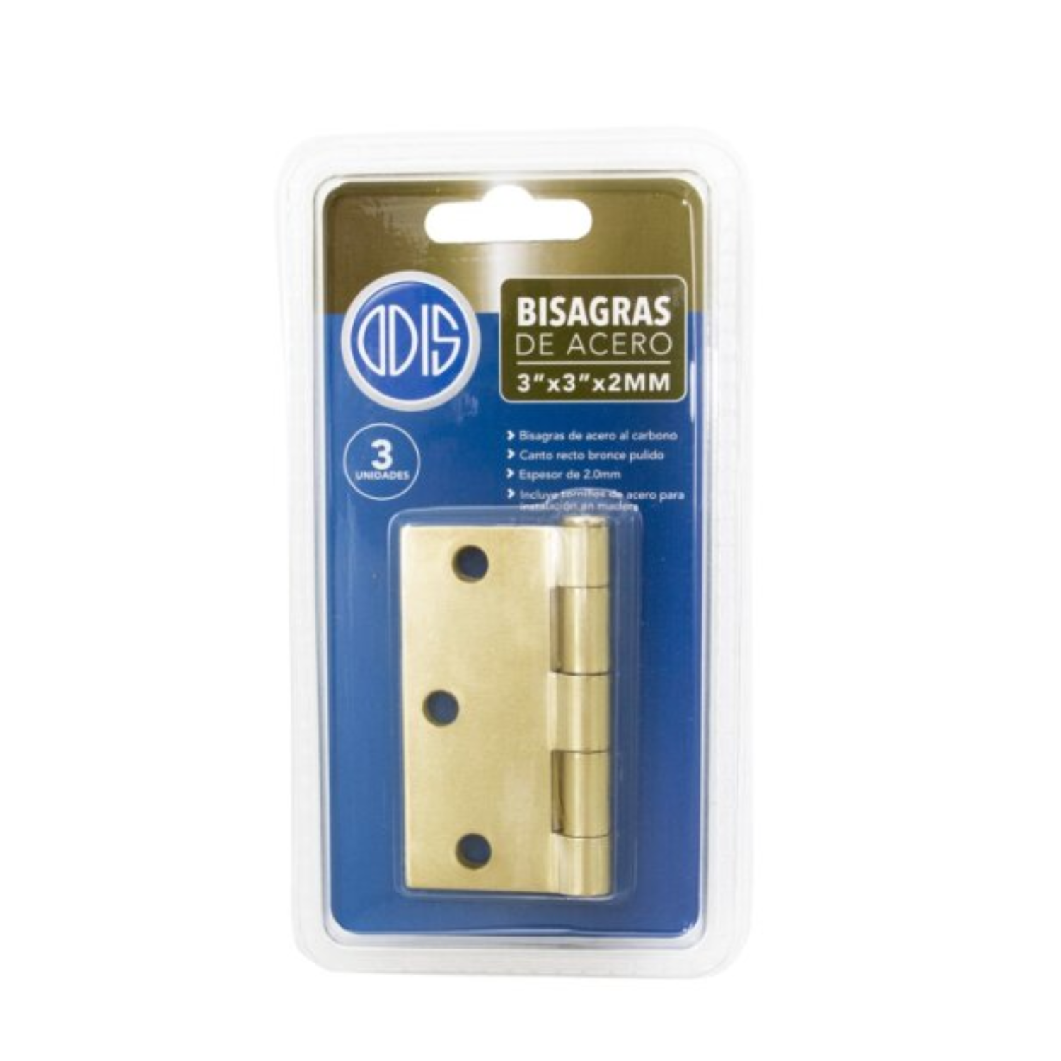 Pack 3 Bisagras Acero Odis 3” X 3”X 2,0mm Bronce Pulido-4