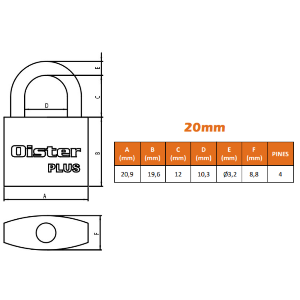 Candado Oister PLUS 20mm-4