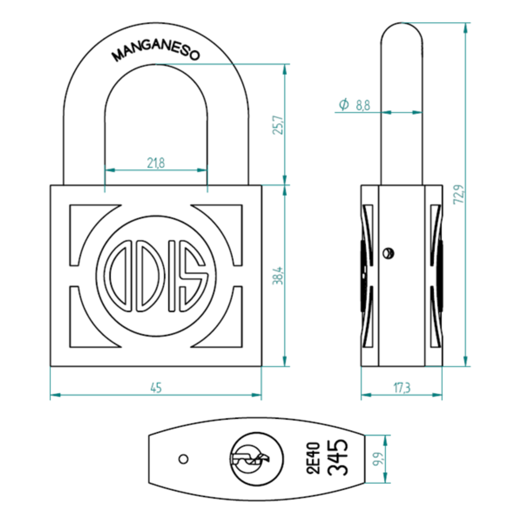Candado Odis 345 45mm - Bronce Forjado-2