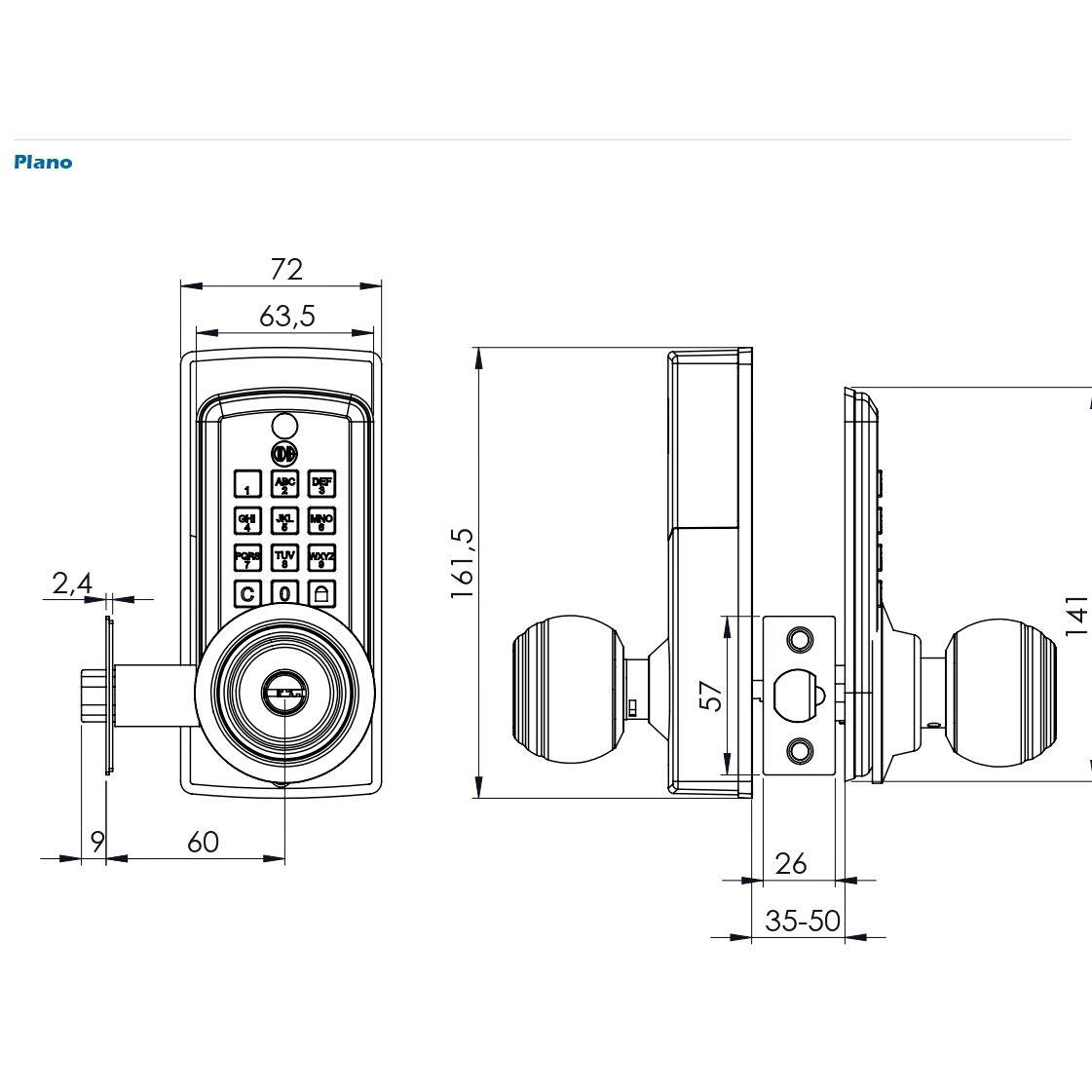 Cerradura Digital Odis con Pomo 6500 - Negro-2