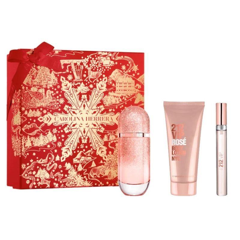 Set Perfume Carolina Herrera 212 Vip Rose Elixir Para Mujer 80 Ml + 10 Ml + Body Lotion 100 Ml-1