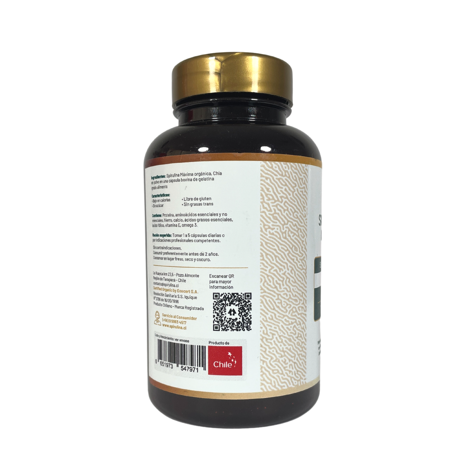 Frasco de Spirulina Mater + Chía de 150 cápsulas-2