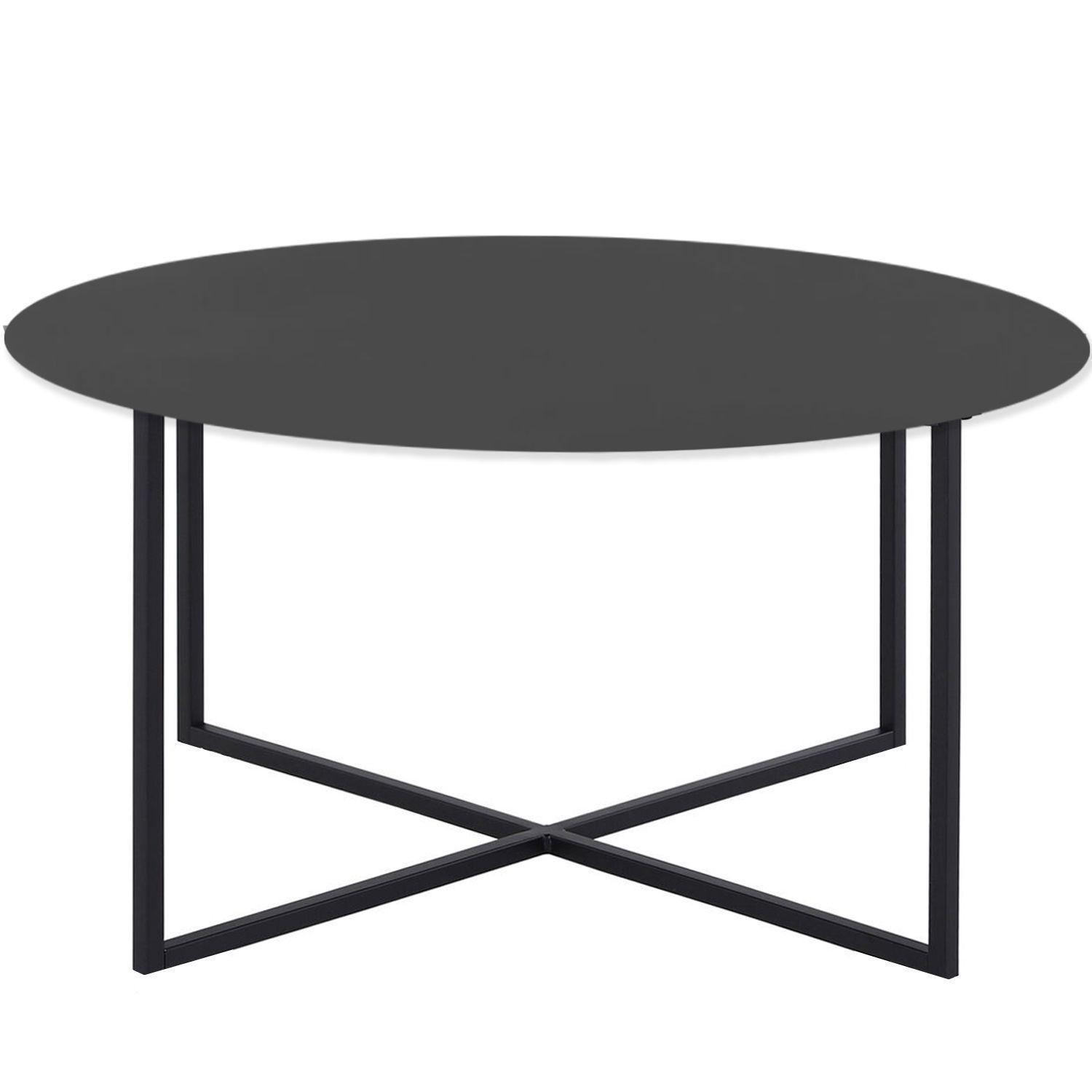 Mesa de Centro Talsi Metálica Negro 80x45 cm Hecho a Mano-0