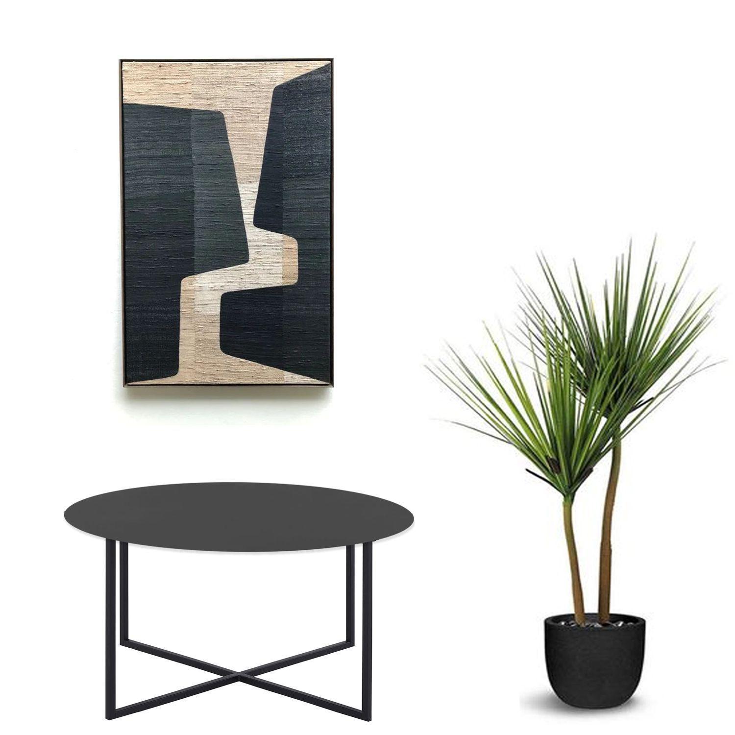 Mesa de Centro Talsi Metálica Negro 80x45 cm Hecho a Mano-1