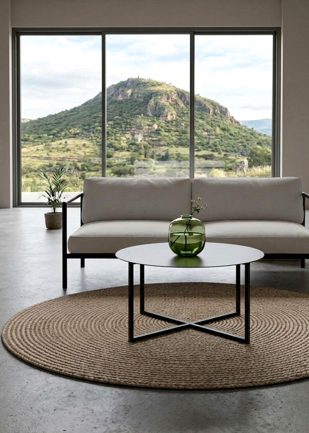 Mesa de Centro Talsi Metálica Negro 80x45 cm Hecho a Mano-2