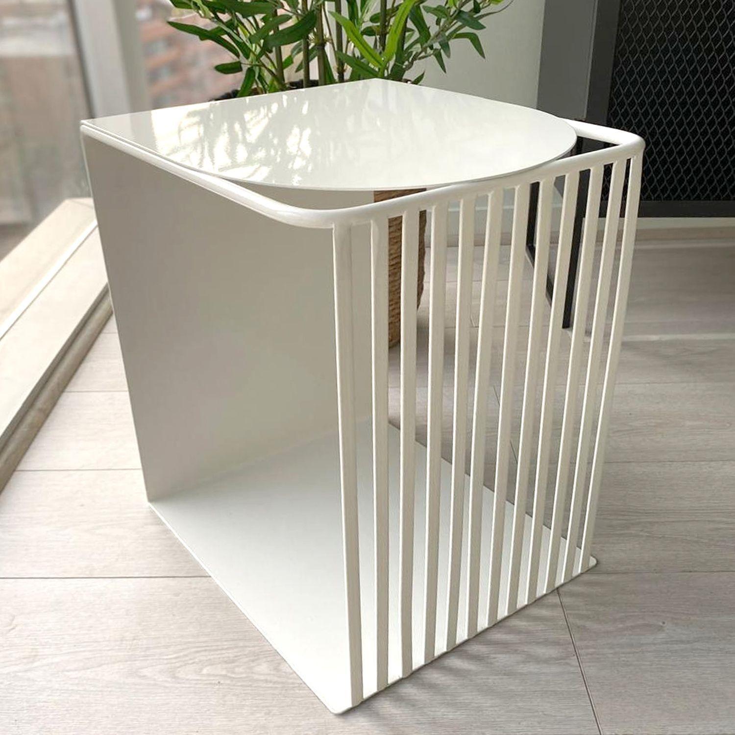 Mesa Auxiliar Metálica Brig Negro 36x36x45,5 Hecho a Mano-2