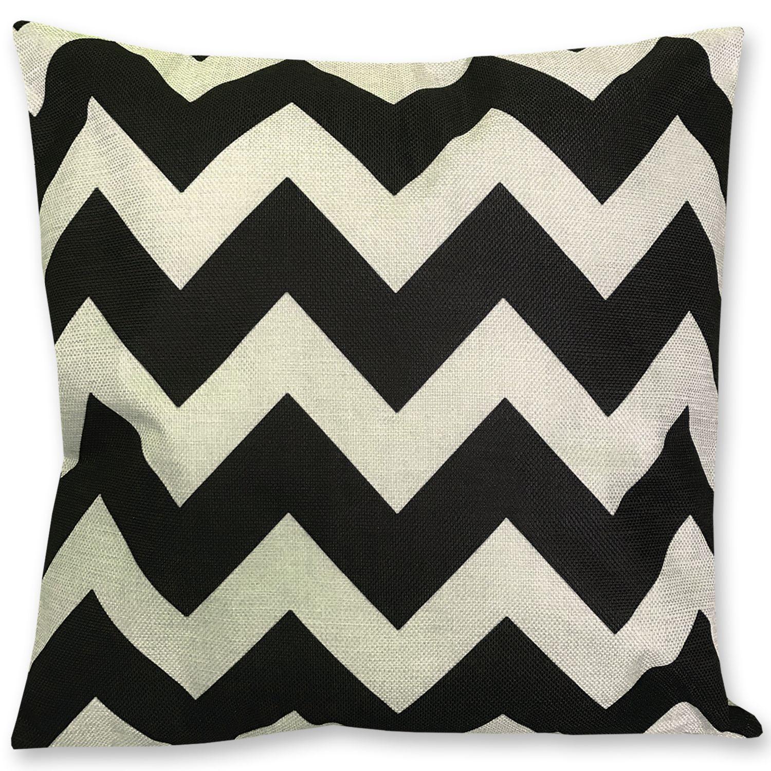 Cojín ZigZag Lino Crudo y Negro -0