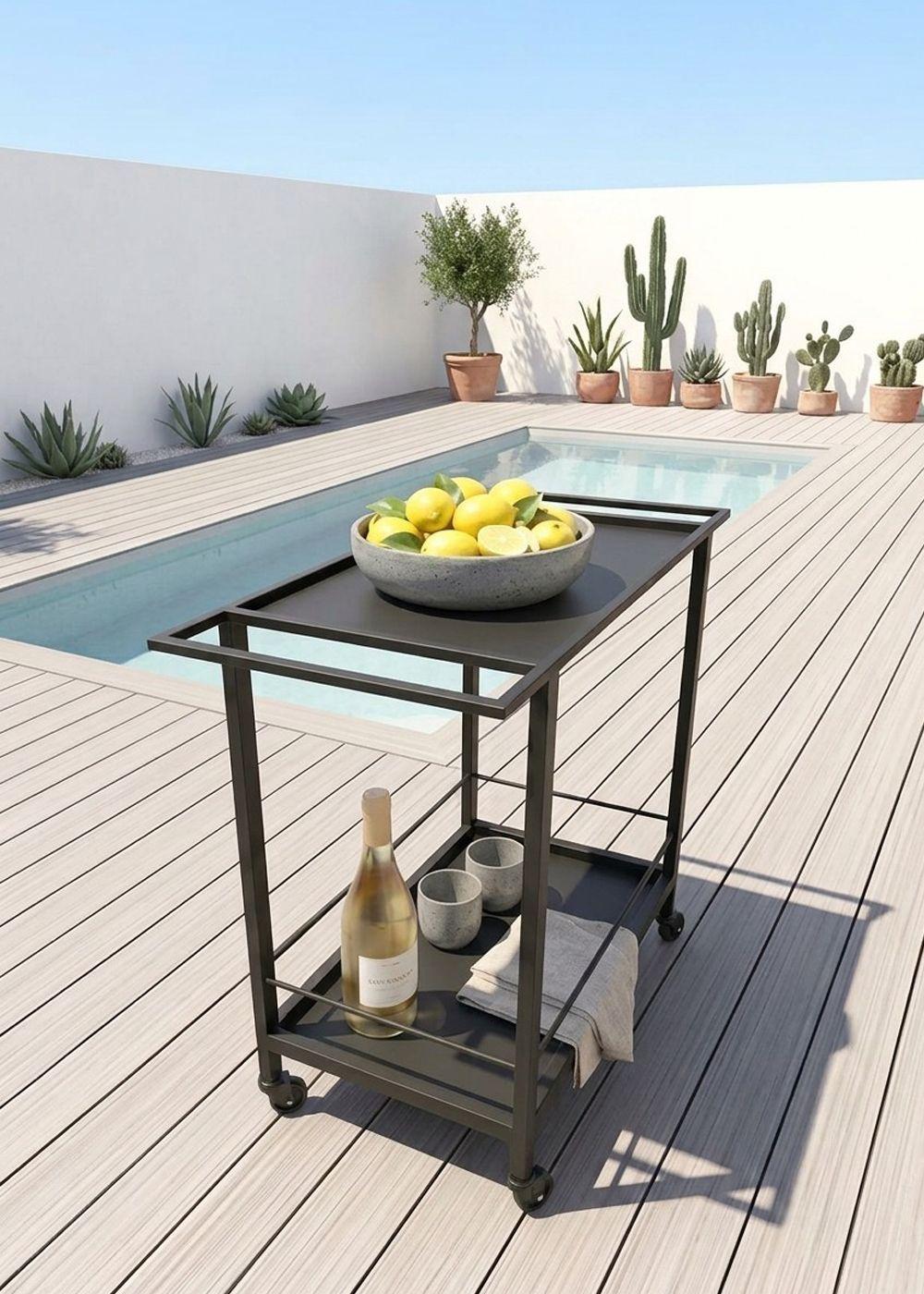 Carro Bar Metálico Maasi Negro 87x40x80 Hecho a Mano-1