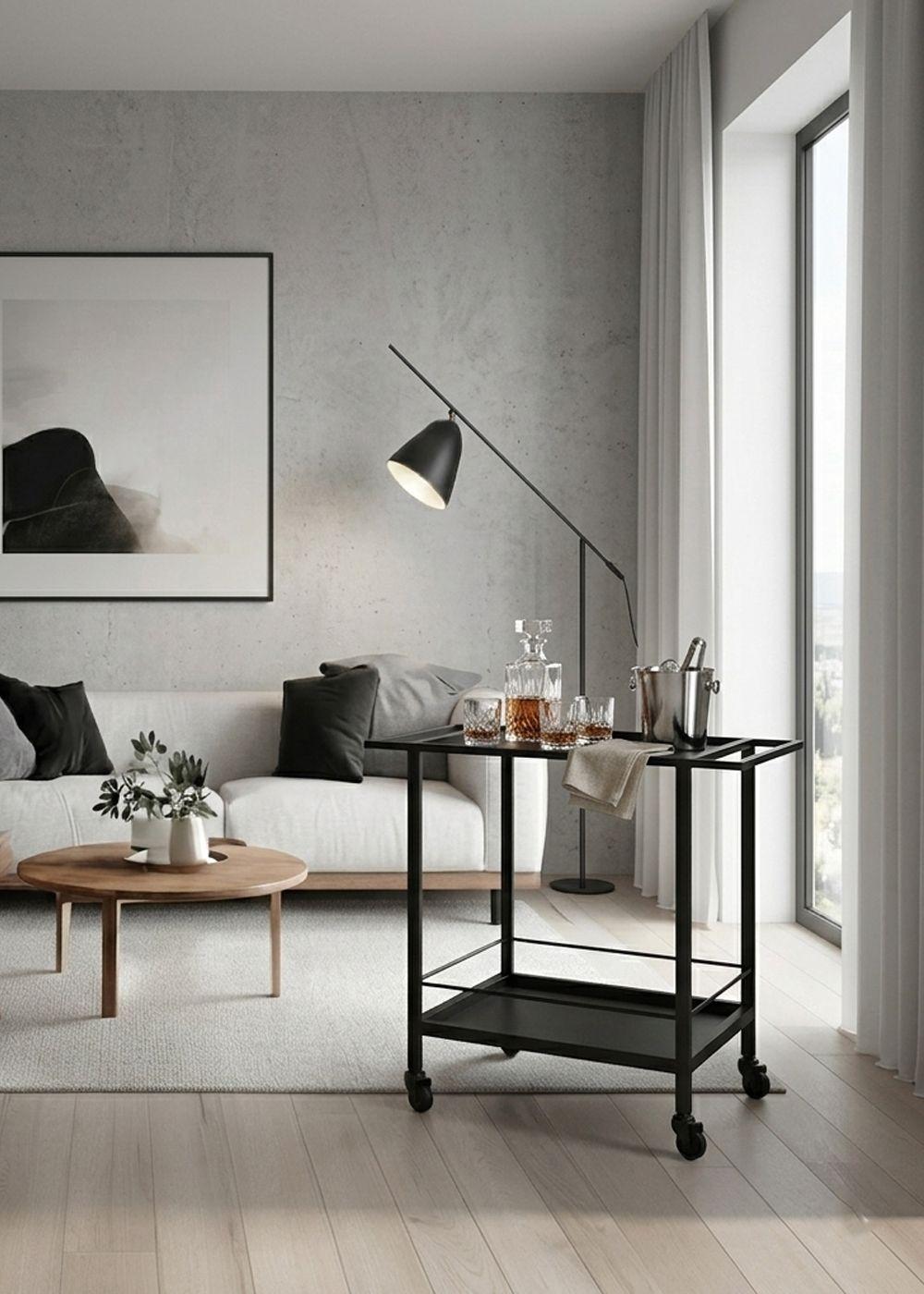 Carro Bar Metálico Maasi Negro 87x40x80 Hecho a Mano-2