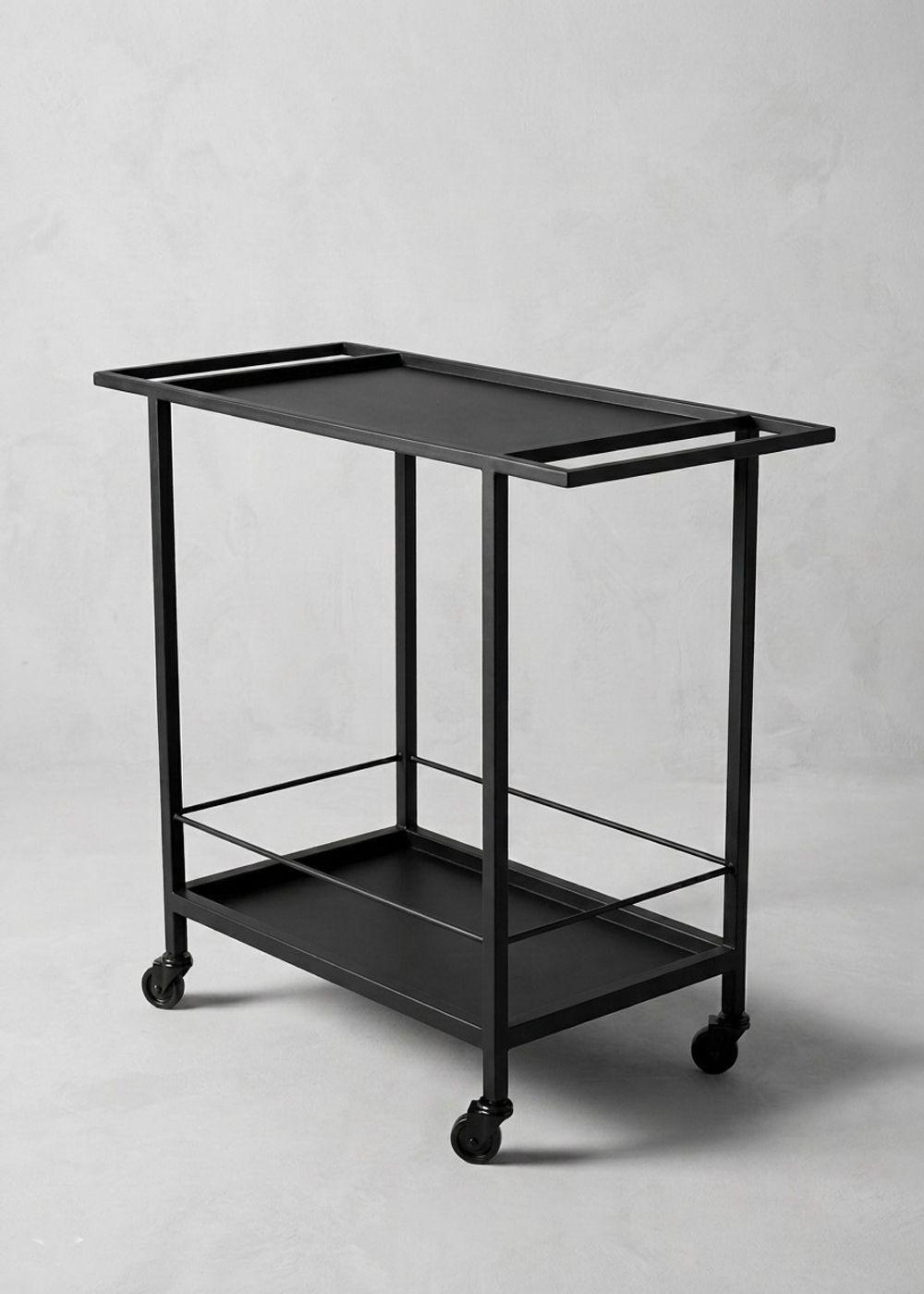 Carro Bar Metálico Maasi Negro 87x40x80 Hecho a Mano-4