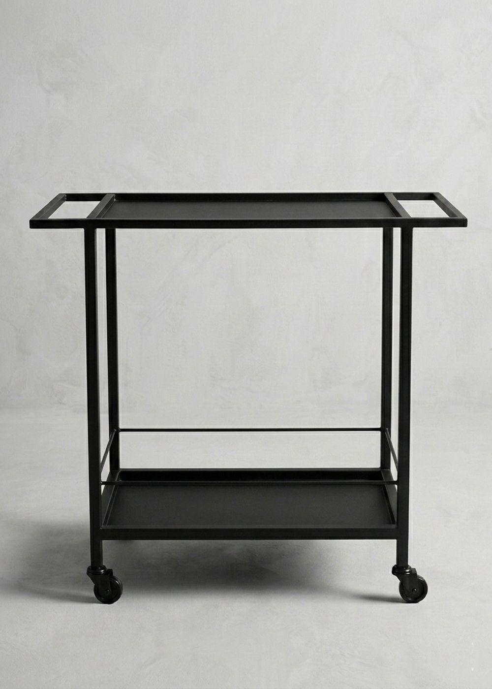 Carro Bar Metálico Maasi Negro 87x40x80 Hecho a Mano-5