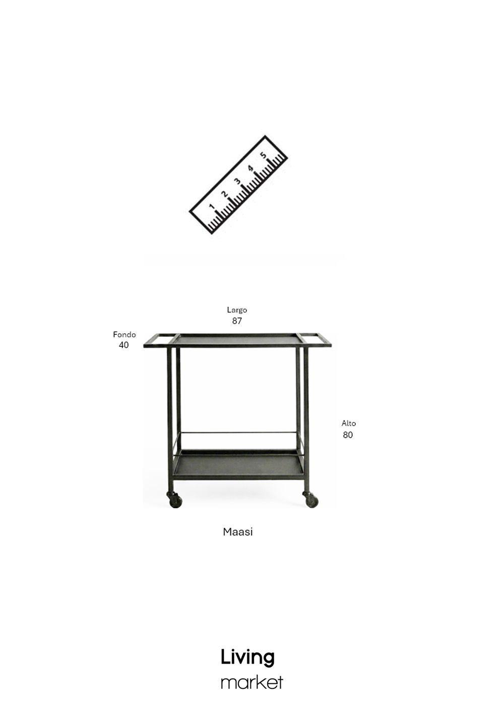 Carro Bar Metálico Maasi Negro 87x40x80 Hecho a Mano-7